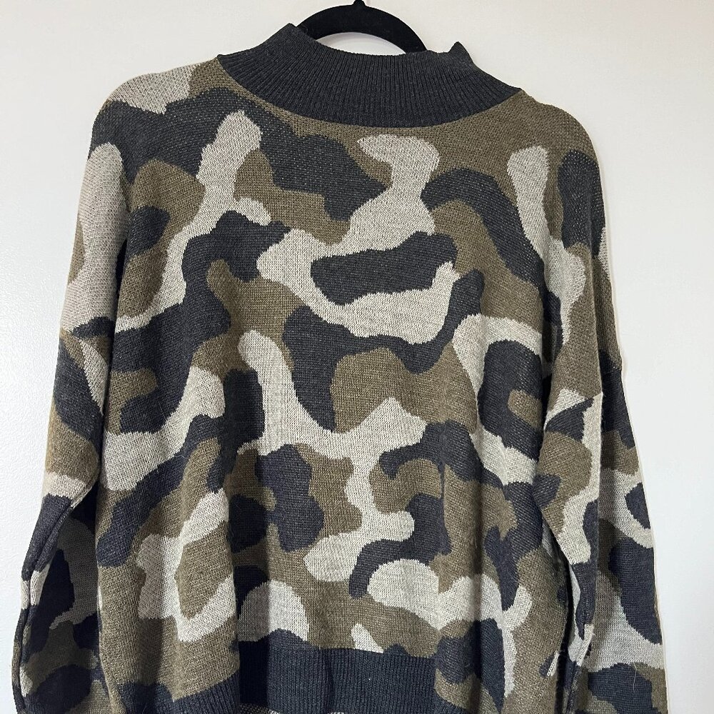 Mock Neck Camo Print Sweater